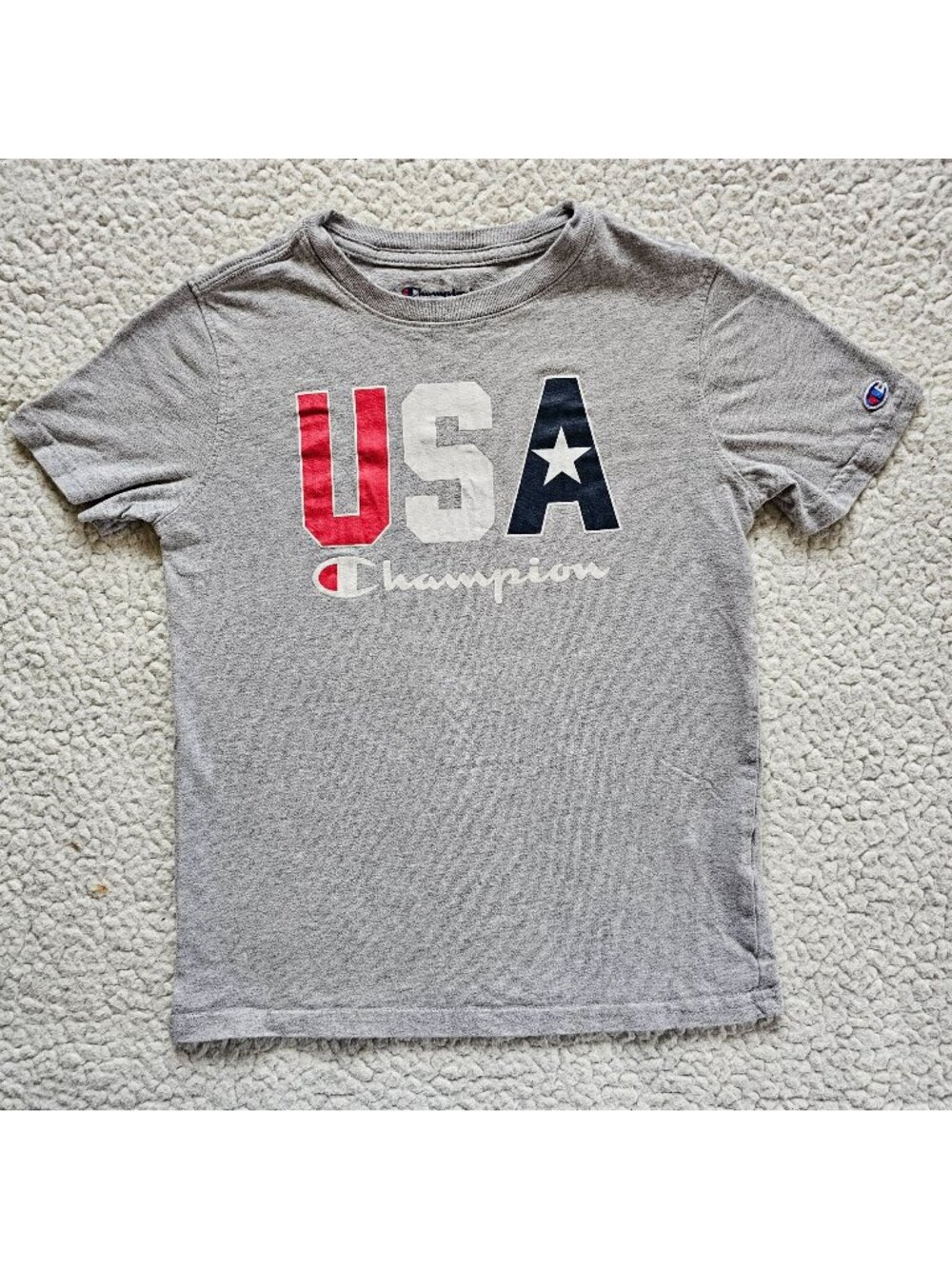 Champion Kids USA Graphic T-Shirt Gray Short Sleeve Size S/CH (7/8)